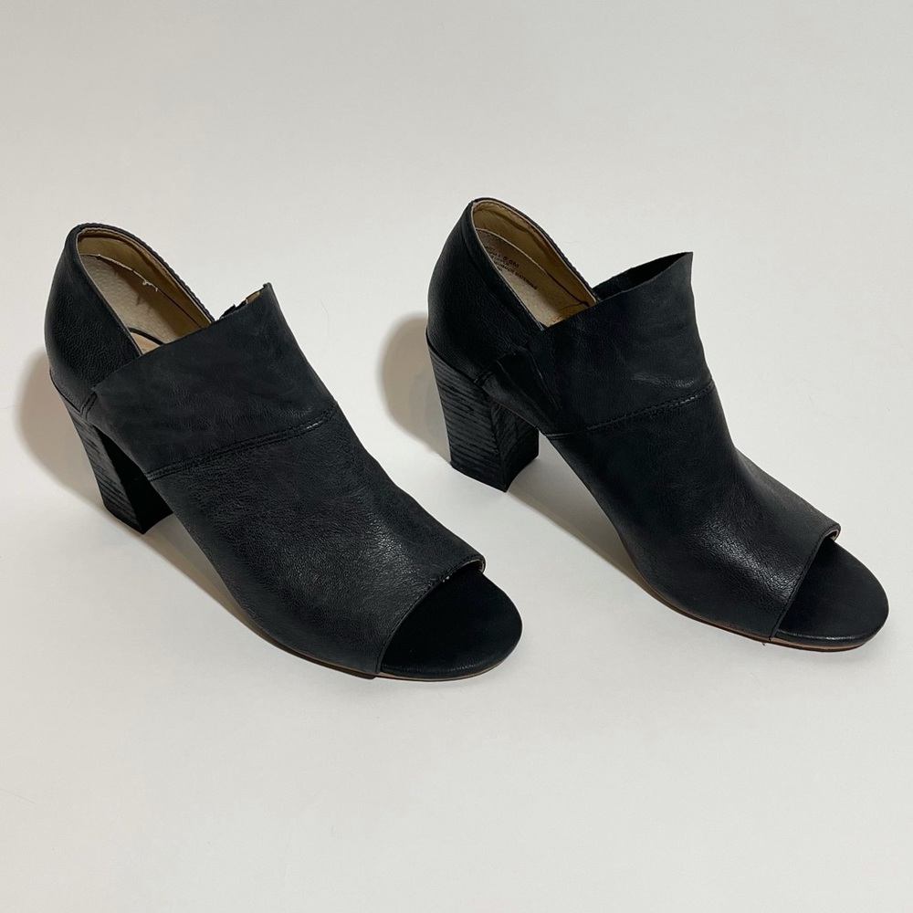 Adam Tucker Leather Peep Toe Booties